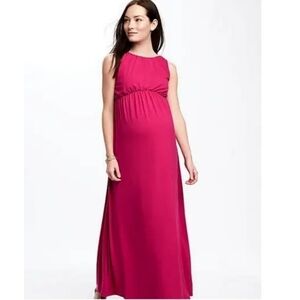 Old Navy Fuschia Hot Pink Sleeveless Empire Waist Maternity Maxi Dress XS